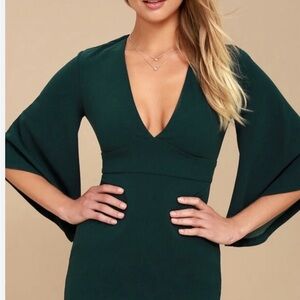 Lulu's Deep Green Long Sleeve Dress